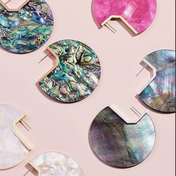 NWT Kendra Scott Kai Silver Earrings in Black Mother of Pearl - Picture 2 of 8